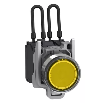   Schneider XB4BW28G5 Harmony komplett fém nyomógombos LED tesztlámpa, Ø22, 110/120VAC, sárga