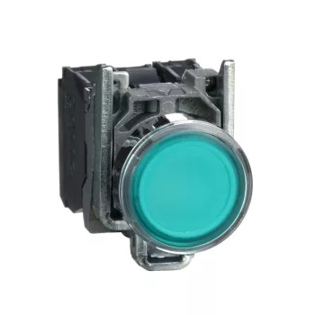   Schneider XB4BW33G5 komplett világító nyomógomb beépített LED-del zöld, 110…120V AC 1 záró + 1 nyitó érintkező (Harmony XB4BW33G5)