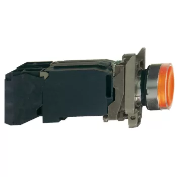   Schneider XB4BW3545 komplett világító nyomógomb BA 9s beépített transzformátorral sárga 220..240V AC 1 záró + 1 nyitó érintkező (Harmony XB4BW3545)
