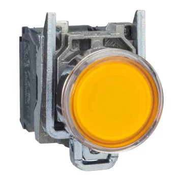   Schneider XB4BW35B5 komplett világító nyomógomb beépített LED-del sárga, 24V AC/DC 1 záró + 1 nyitó érintkező (Harmony XB4BW35B5)
