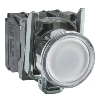   Schneider Electric XB4BWCUST04 Harmony komplett fém LED világító nyomógomb, Ø22, visszatérő, 110VAC, 1NO+1NC, személyre szabott