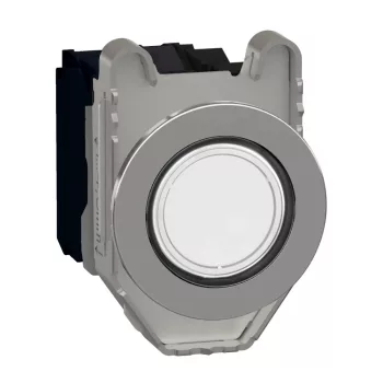   Schneider XB4FW31G5 Harmony panelbe süllyesztett komplett fém LED világító nyomógomb, Ø30, 1NO, 120VAC, fehér