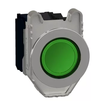  Schneider XB4FW33G5 Harmony panelbe süllyesztett komplett fém LED világító nyomógomb, Ø30, 1NO, 120VAC, zöld