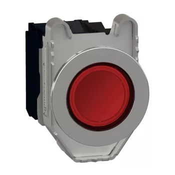   Schneider XB4FW34M5 Harmony panelbe süllyesztett komplett fém LED világító nyomógomb, Ø30, 1NO, 230VAC, piros