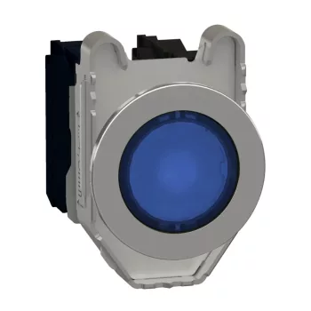   Schneider XB4FW36G5 Harmony panelbe süllyesztett komplett fém LED világító nyomógomb, Ø30, 1NO, 120VAC, kék