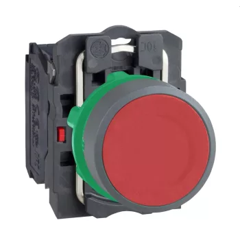   Schneider XB5AA42C0 Harmony komplett műanyag nyomógomb, Ø22, visszatérő, 1NC, piros, szürke körgyűrű