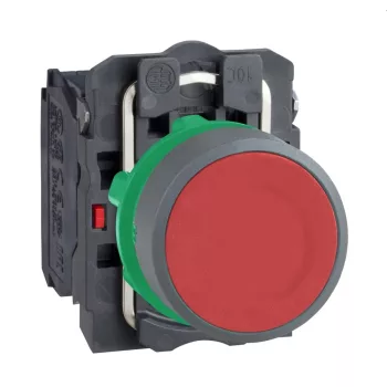   Schneider XB5AA45C0 Harmony komplett műanyag nyomógomb, Ø22, visszatérő, 1NO+1NC, piros, szürke körgyűrű