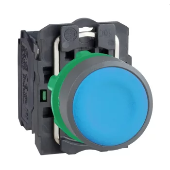   Schneider XB5AA61C0 Harmony komplett műanyag nyomógomb, Ø22, visszatérő, 1NO, kék, szürke körgyűrű