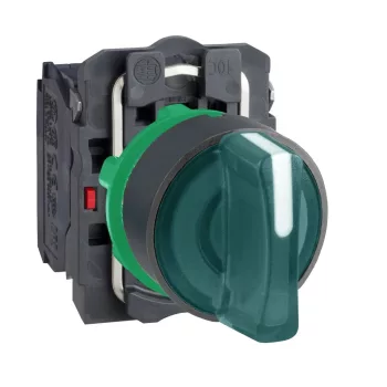   Schneider XB5AK133M5 komplett világító választókapcsolo beépített led-del zöld 110..120V AC, 3 allású 1 záró + 1 nyitó érintkező (Harmony XB5AK133M5)