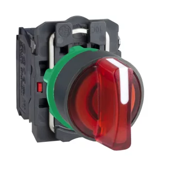   Schneider XB5AK134B5 Harmony komplett műanyag LED világító választókapcsoló, Ø22, 3 állású, 24 V, 1NO+1NC, piros