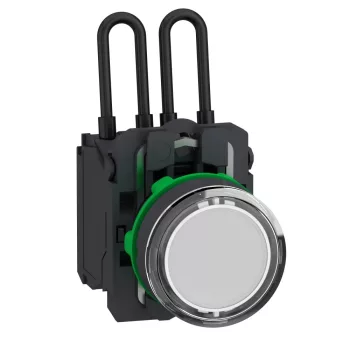   Schneider XB5AW21B5 Harmony komplett műanyag nyomógombos LED tesztlámpa, Ø22, 24VAC/DC, fehér