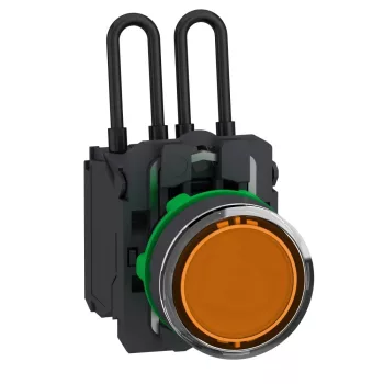   Schneider XB5AW25G5 Harmony komplett műanyag nyomógombos LED tesztlámpa, Ø22, 110/120VAC, narancssárga