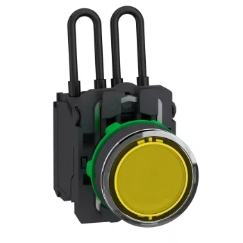   Schneider XB5AW28B5 Harmony komplett műanyag nyomógombos LED tesztlámpa, Ø22, 24VAC/DC, sárga
