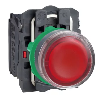   Schneider XB5AW34B5 komplett világító nyomógomb beépített led-del piros, 24V AC/DC 1 záró + 1 nyitó érintkező (Harmony XB5AW34B5)