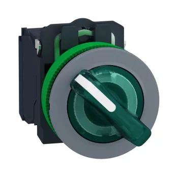   Schneider XB5FK123G5C0 Harmony panelbe süllyesztett komplett műanyag világító kapcsoló, Ø30, 2 állású, 120 VAC, 1NO+1NC, zöld, szürke körgyűrű