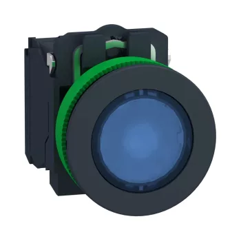   Schneider XB5FW36G5 Harmony panelbe süllyesztett komplett műanyag LED világító nyomógomb, Ø30, 1NO, 120VAC, kék