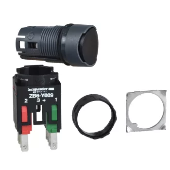   Schneider XB6AA25B Harmony XB6 Kkmplett nyomógomb kerek fekete NO/NC