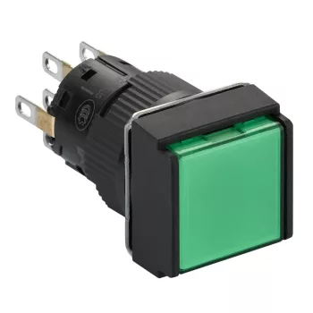   Schneider Electric XB6ECW3B2P négyzetes zöld világító nyomógomb Ø16-sülly. visszatérő-24 V-2CO