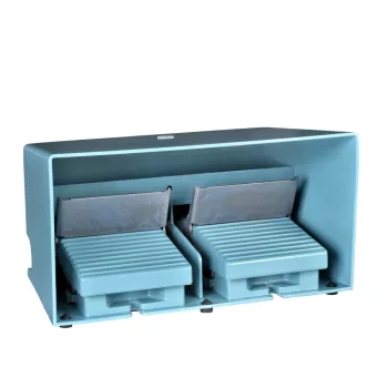   Schneider XPEM5100D Harmony XPE lábkapcsoló, két pedálos, 1 fokozatú, 2x 1NO+1NC, védőtetővel, fém, kioldóval, kék