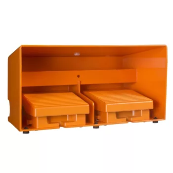   Schneider XPER3110D Harmony XPE lábkapcsoló, 2 pedálos, 1 fokozatú, 2x 1NO+2NC, védőtetővel, fém, narancssárga