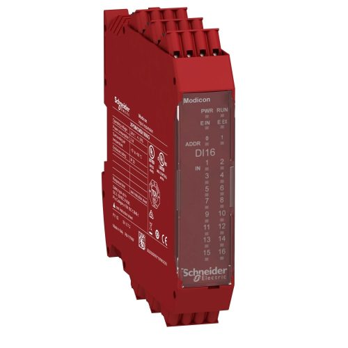 Schneider Electric XPSMCMDI1600G Preventa XPS MCM biztonsági vezérlő, biztonsági bővítő I/O modul, 16DI + 4DO (teszt), rugós