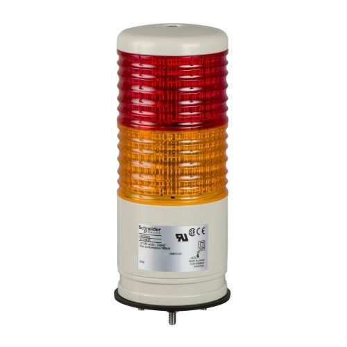 Schneider XVC6B25SK Harmony XVC monolitikus Ø60 fényoszlop, 1 piros 1 narancs folyamatos/villogó, hangjelzővel, 24VAC/DC