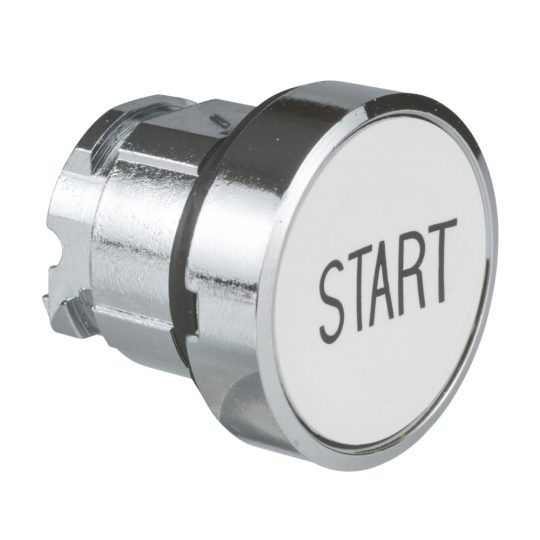 Schneider ZB4BA133 Harmony fém nyomógomb fej, Ø22, visszatérő, fehér, "START" Schneider ZB4BA133 Harmony fém nyomógomb fej, Ø22, visszatérő, fehér, "START"