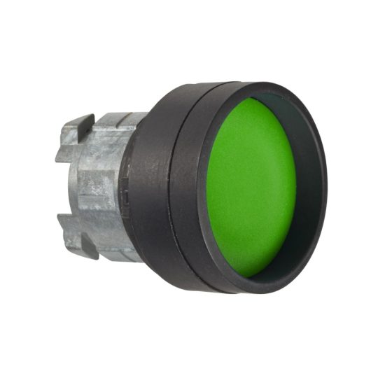 Schneider ZB4BA367 Harmony fém nyomógomb fej, Ø22, visszatérő, mélyítet, zöld, fekete perem Schneider ZB4BA367 Harmony fém nyomógomb fej, Ø22, visszatérő, mélyítet, zöld, fekete perem