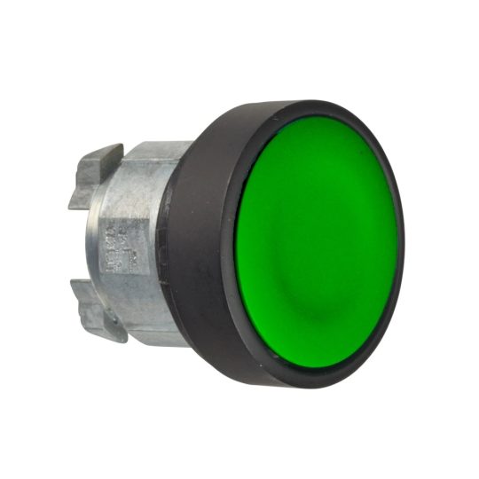 Schneider ZB4BA37 Harmony fém nyomógomb fej, Ø22, visszatérő, zöld, fekete perem Schneider ZB4BA37 Harmony fém nyomógomb fej, Ø22, visszatérő, zöld, fekete perem