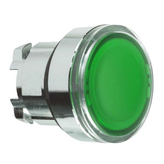 Schneider ZB4BA38 Harmony fém nyomógomb fej, Ø22, visszatérő, címkézhető tetővel, zöld Schneider ZB4BA38 Harmony fém nyomógomb fej, Ø22, visszatérő, címkézhető tetővel, zöld