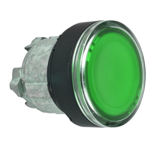 Schneider ZB4BA387 Harmony fém nyomógomb fej, Ø22, visszatérő, címkézhető tetővel, zöld, fekete perem Schneider ZB4BA387 Harmony fém nyomógomb fej, Ø22, visszatérő, címkézhető tetővel, zöld, fekete perem
