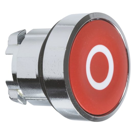Schneider ZB4BA432 Harmony fém nyomógomb fej, Ø22, visszatérő, piros, "O" Schneider ZB4BA432 Harmony fém nyomógomb fej, Ø22, visszatérő, piros, "O"