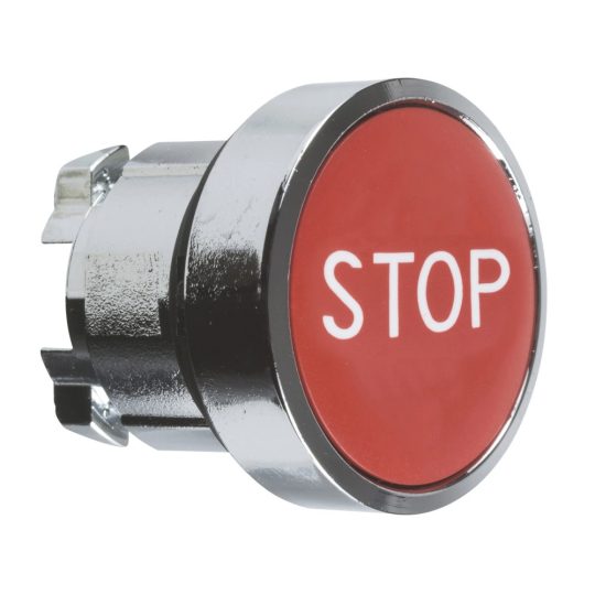 Schneider ZB4BA434 Harmony fém nyomógomb fej, Ø22, visszatérő, piros, "STOP" Schneider ZB4BA434 Harmony fém nyomógomb fej, Ø22, visszatérő, piros, "STOP"