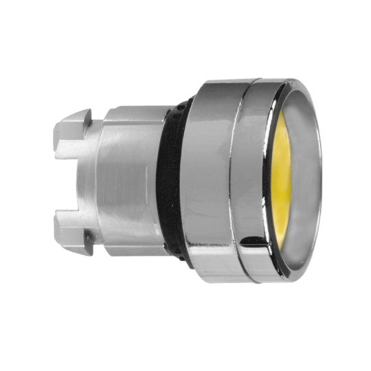 Schneider ZB4BA56 Harmony fém nyomógomb fej, Ø22, visszatérő, mélyítet, sárga Schneider ZB4BA56 Harmony fém nyomógomb fej, Ø22, visszatérő, mélyítet, sárga