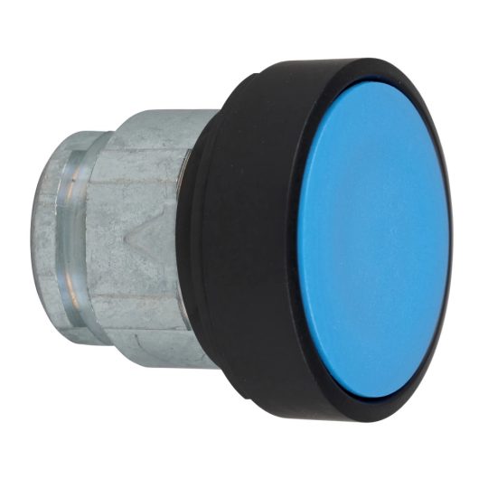 Schneider ZB4BA67 Harmony fém nyomógomb fej, Ø22, visszatérő, kék, fekete perem Schneider ZB4BA67 Harmony fém nyomógomb fej, Ø22, visszatérő, kék, fekete perem