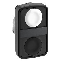 Schneider ZB4BA71207 Harmony fém kettősfejű nyomógomb fej, Ø22, visszatérő, 1 fehér 1 fekete nyomógomb, fekete perem Schneider ZB4BA71207 Harmony fém kettősfejű nyomógomb fej, Ø22, visszatérő, 1 fehér 1 fekete nyomógomb, fekete perem
