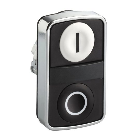 Schneider ZB4BA7121 Harmony fém kettősfejű nyomógomb fej, Ø22, visszatérő, 1 fehér "I", 1 fekete "O" nyomógomb Schneider ZB4BA7121 Harmony fém kettősfejű nyomógomb fej, Ø22, visszatérő, 1 fehér "I", 1 fekete "O" nyomógomb