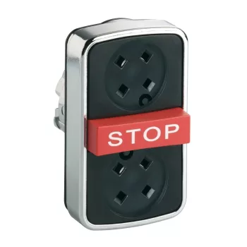   Schneider ZB4BA791 Harmony fém kettősfejű nyomógomb fej, Ø22, visszatérő, tető nélkül, piros kiemelkedő STOP gomb