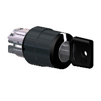 Schneider ZB4BG3107 Harmony fém választókapcsoló fej, Ø22, 458A kulcsos, középső pozícióban kivehető, 3 állású, fekete perem