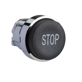   Schneider ZB4BL234 Harmony fém nyomógomb fej, Ø22, kiemelkedő, fekete, "STOP"