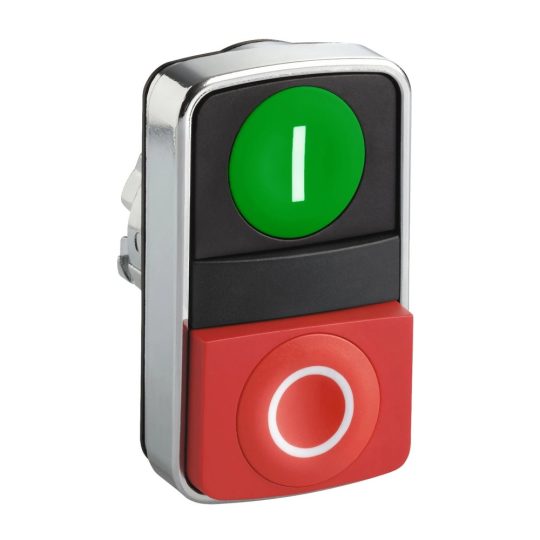 Schneider ZB4BL7341 Harmony fém kettősfejű nyomógomb fej, Ø22, visszatérő, 1 zöld "I" 1 piros "O" kiemelkedő nyomógomb Schneider ZB4BL7341 Harmony fém kettősfejű nyomógomb fej, Ø22, visszatérő, 1 zöld "I" 1 piros "O" kiemelkedő nyomógomb