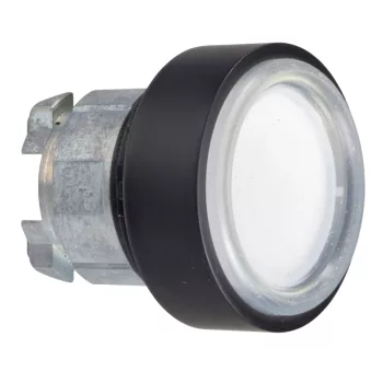   Schneider ZB4BP1837 Harmony fém nyomógomb fej, Ø22, visszatérő, védőmembrán, betehető címke, fehér, fekete perem