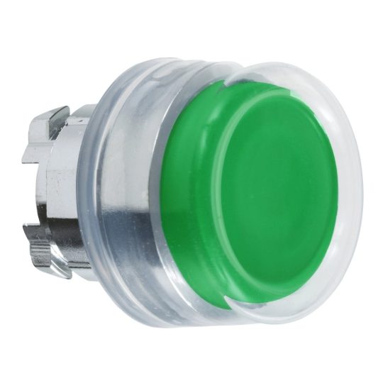 Schneider ZB4BP3 Harmony fém nyomógomb fej, Ø22, visszatérő, kiemelkedő, gumisapkás, zöld Schneider ZB4BP3 Harmony fém nyomógomb fej, Ø22, visszatérő, kiemelkedő, gumisapkás, zöld