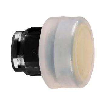   Schneider ZB4BP587 Harmony fém nyomógomb fej, Ø22, visszatérő, gumisapkás, betehető címke, sárga, fekete perem