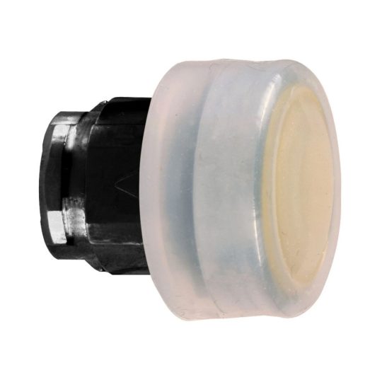 Schneider ZB4BP587 Harmony fém nyomógomb fej, Ø22, visszatérő, gumisapkás, betehető címke, sárga, fekete perem Schneider ZB4BP587 Harmony fém nyomógomb fej, Ø22, visszatérő, gumisapkás, betehető címke, sárga, fekete perem