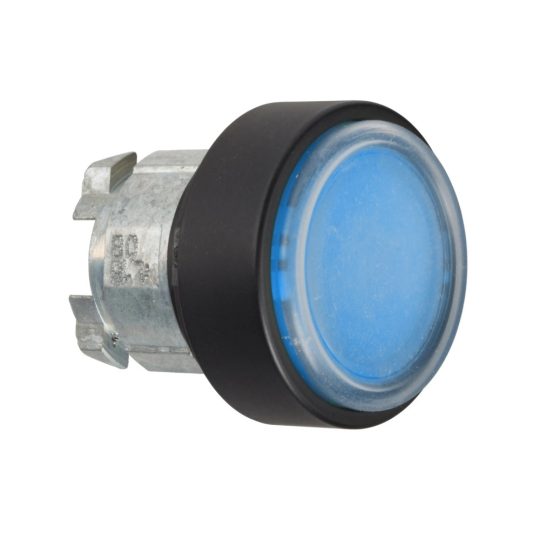 Schneider ZB4BP6837 Harmony fém nyomógomb fej, Ø22, visszatérő, védőmembrán, betehető címke, kék, fekete perem Schneider ZB4BP6837 Harmony fém nyomógomb fej, Ø22, visszatérő, védőmembrán, betehető címke, kék, fekete perem