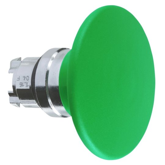 Schneider ZB4BR3 Harmony fém nyomógomb fej, Ø22, visszatérő, Ø60 gombafejű, zöld Schneider ZB4BR3 Harmony fém nyomógomb fej, Ø22, visszatérő, Ø60 gombafejű, zöld