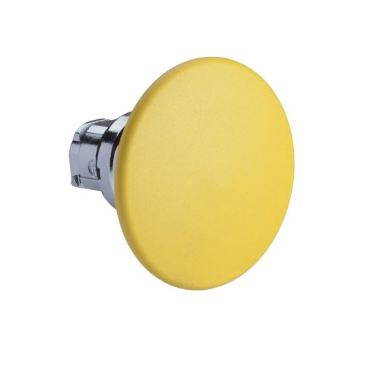 Schneider ZB4BR5 Harmony fém nyomógomb fej, Ø22, visszatérő, Ø60 gombafejű, sárga Schneider ZB4BR5 Harmony fém nyomógomb fej, Ø22, visszatérő, Ø60 gombafejű, sárga