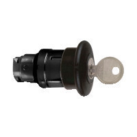 Schneider ZB4BS127 Harmony fém nyomógomb fej, Ø22, visszatérő, Ø40 gombafejű, 445 kulccsal kioldó, fekete, fekete test Schneider ZB4BS127 Harmony fém nyomógomb fej, Ø22, visszatérő, Ø40 gombafejű, 445 kulccsal kioldó, fekete, fekete test