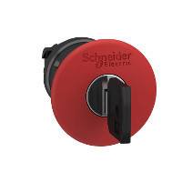 Schneider ZB4BS944107 Harmony fém vészleállító nyomógomb fej, Ø22, Ø40 gombafejű, 458A kulccsal kioldó, piros, fekete test